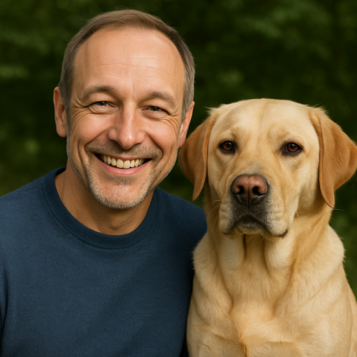 Hundeernährungsexperte mit Labrador Retriever